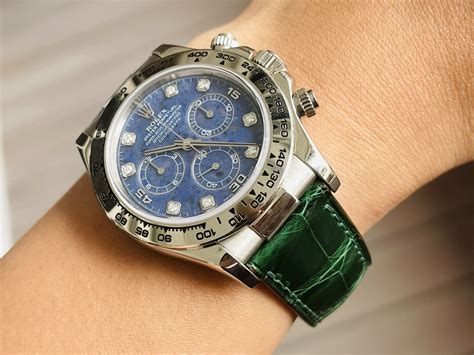 Rolex Precision Green Alligator Strap 19mm Alcantara Lining.